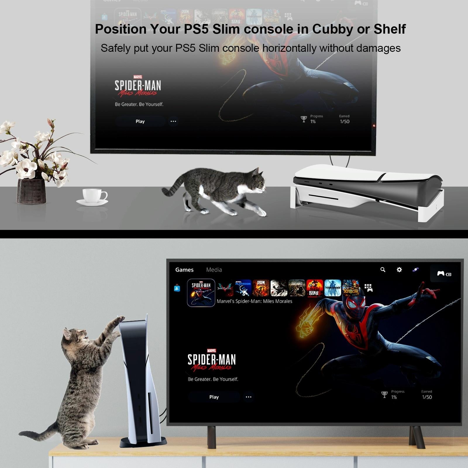 Universal Horizontal Stand For Ps5 Slim - Digital / Optical Drive Version - White 8