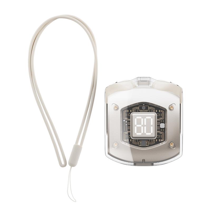 Transparent Bubble Tws Wireless Earphones with Lanyard - Black
