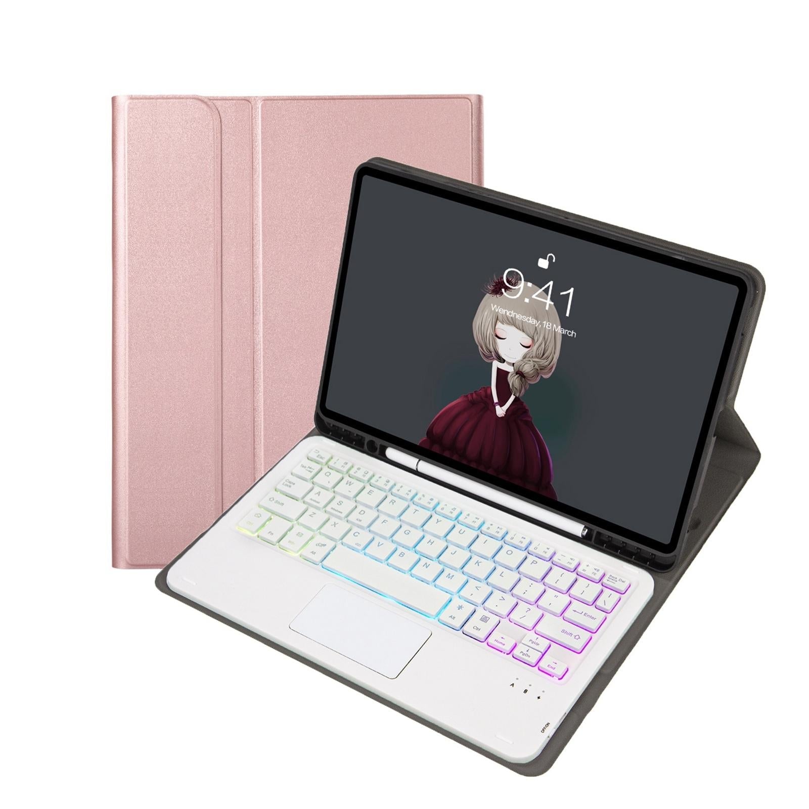 Bluetooth Keyboard Leather Tablet Case For Ipad 9.7 2018 & 2017 / Pro 9.7 / Air 2 With Touch Pad And Pen Slot - Gold 6