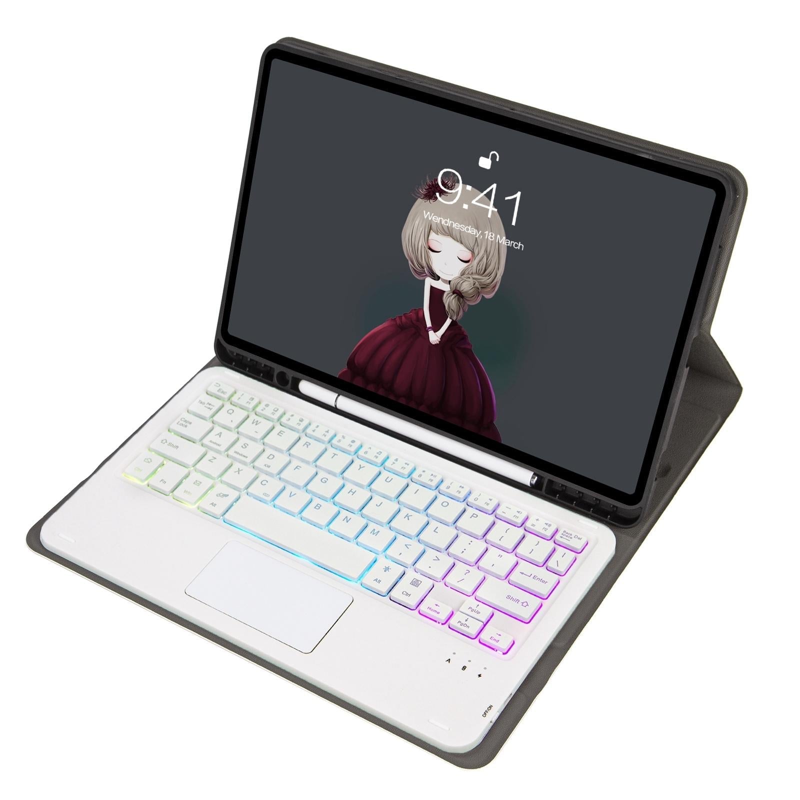 Bluetooth Keyboard Leather Tablet Case For Ipad 9.7 2018 & 2017 / Pro 9.7 / Air 2 With Touch Pad And Pen Slot - Gold 9
