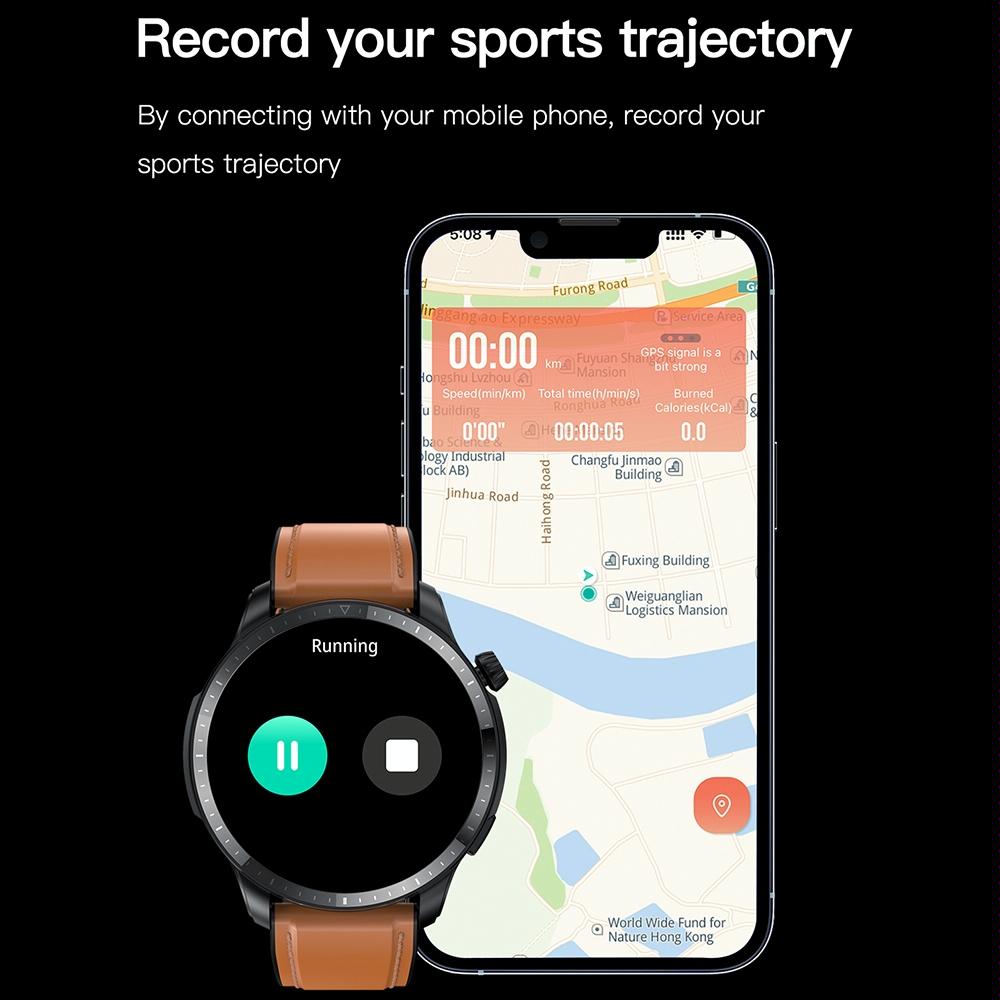1.39 Inch Ip67 Waterproof Leather Band Smart Watch Supports Bluetooth Call / Blood Oxygen / Body Temperature Monitoring - Brown 15