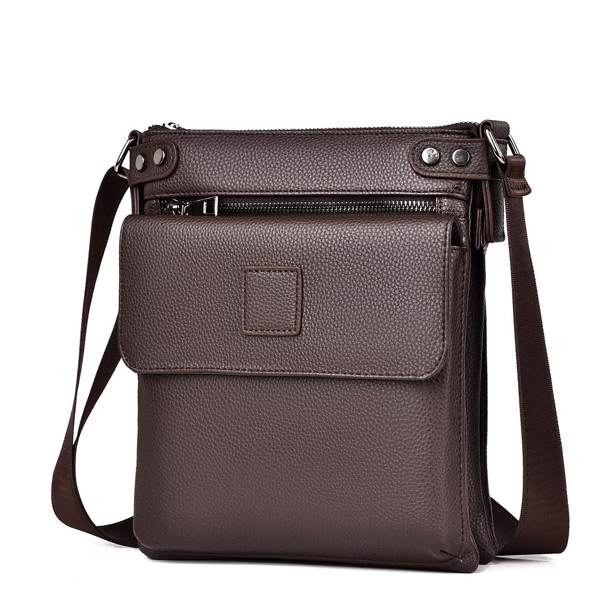 Men Casual Crossbody Shoulder Bag Durable Single Strap Design - Brown