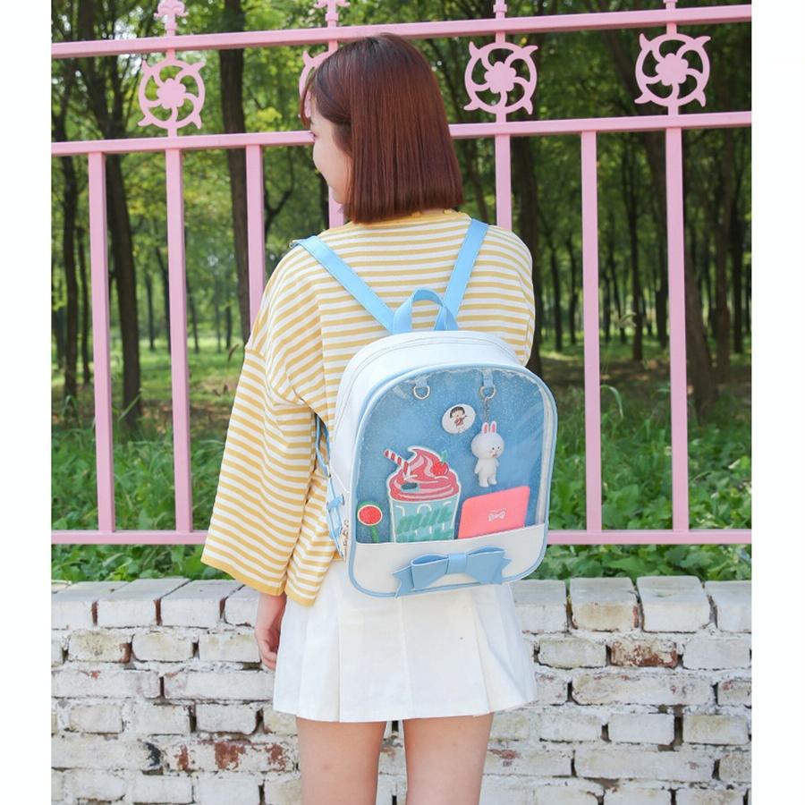 Mini Clear Kids Backpack with Bow - Perfect for School - Blue 5