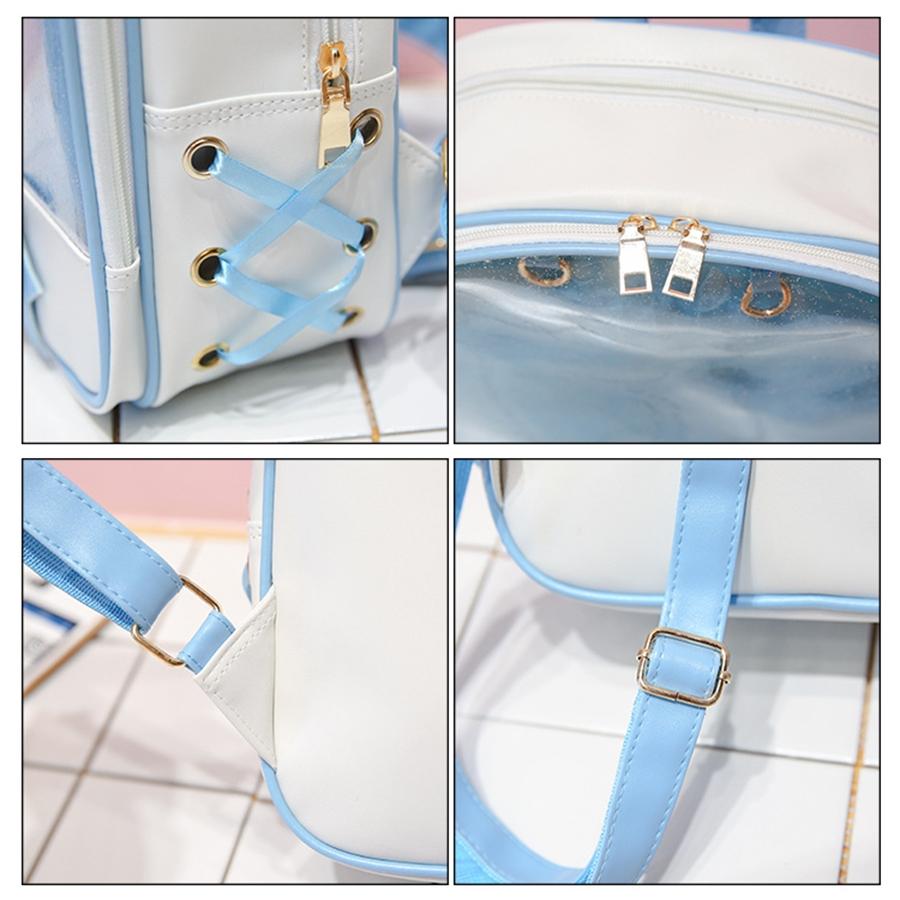 Mini Clear Kids Backpack with Bow - Perfect for School - Blue 15