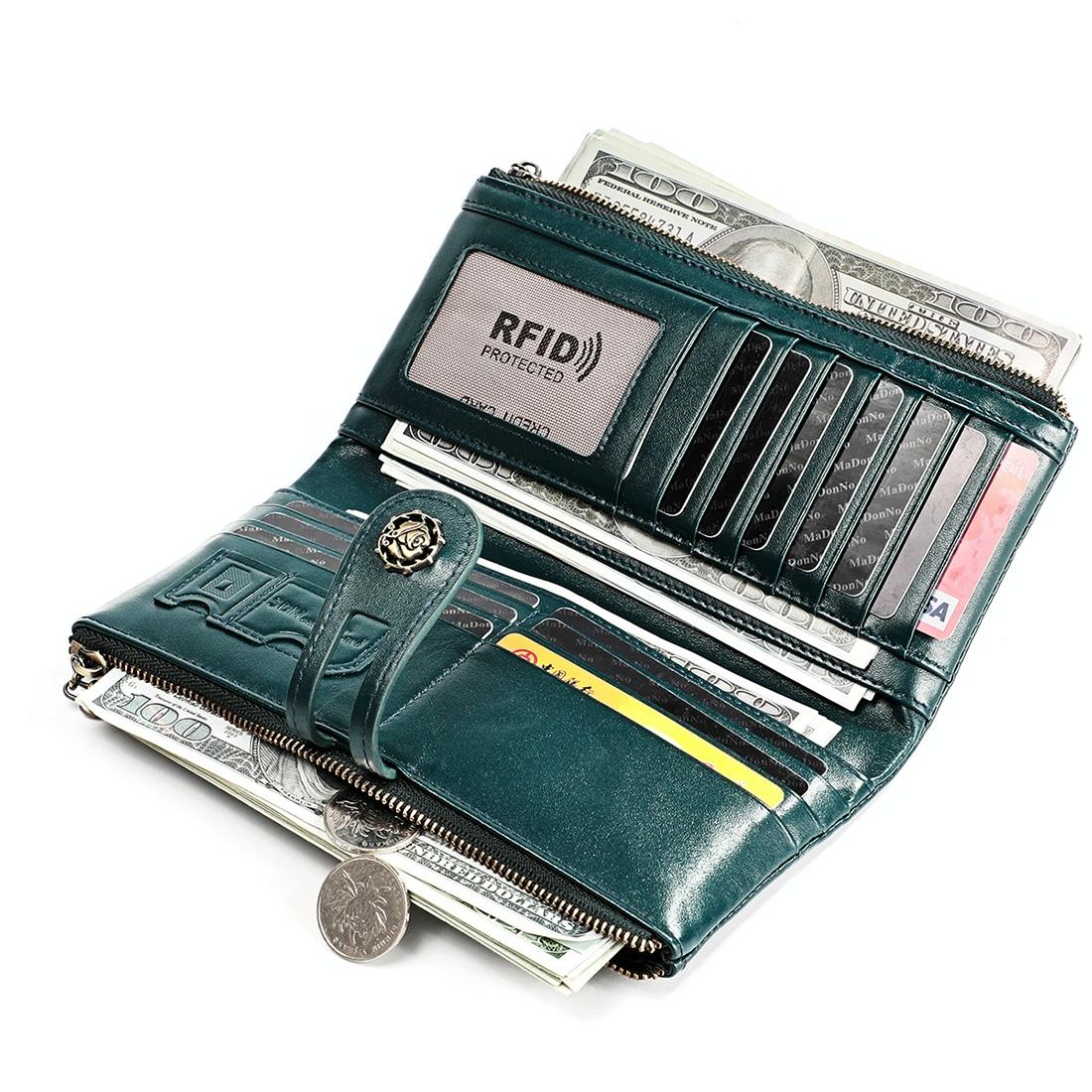 Vintage Rfid Leather Wallet with Card Slots for Women - Blue 3