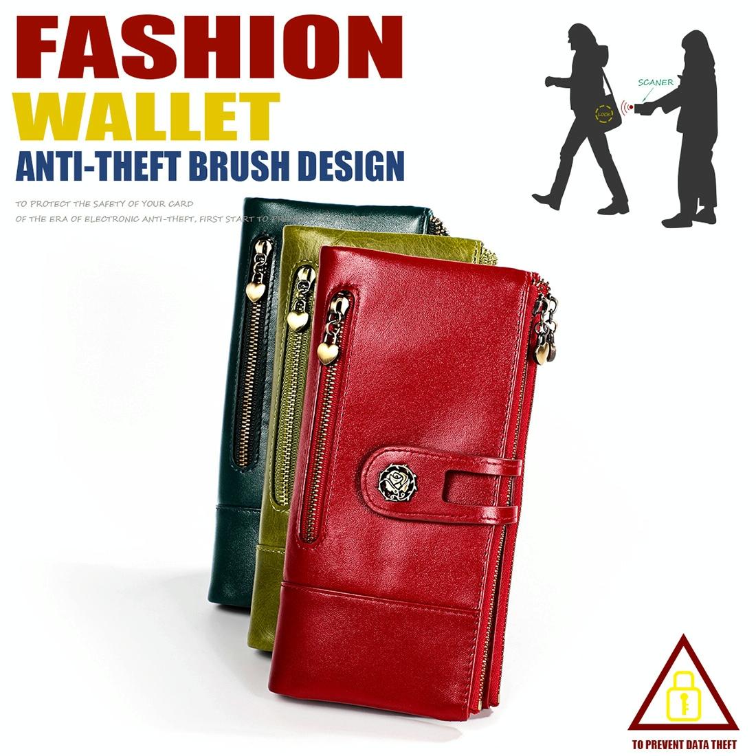 Vintage Rfid Leather Wallet with Card Slots for Women - Blue 7