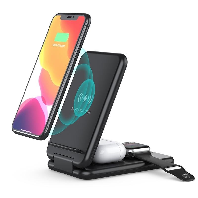 15W 3 In 1 Foldable Wireless Charger For Iphones Iwatchs Airpods - White 4