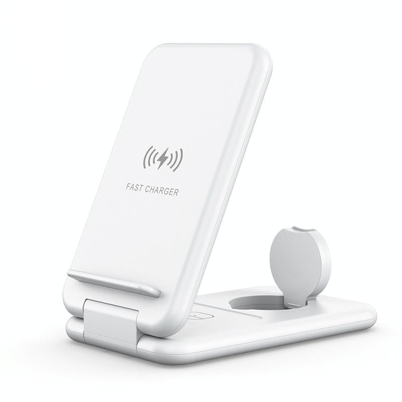 15W 3 In 1 Foldable Wireless Charger For Iphones Iwatchs Airpods - White 7
