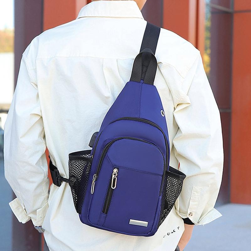 Men Oxford Cloth Chest Bag Casual Crossbody Shoulder Backpack - Green 3