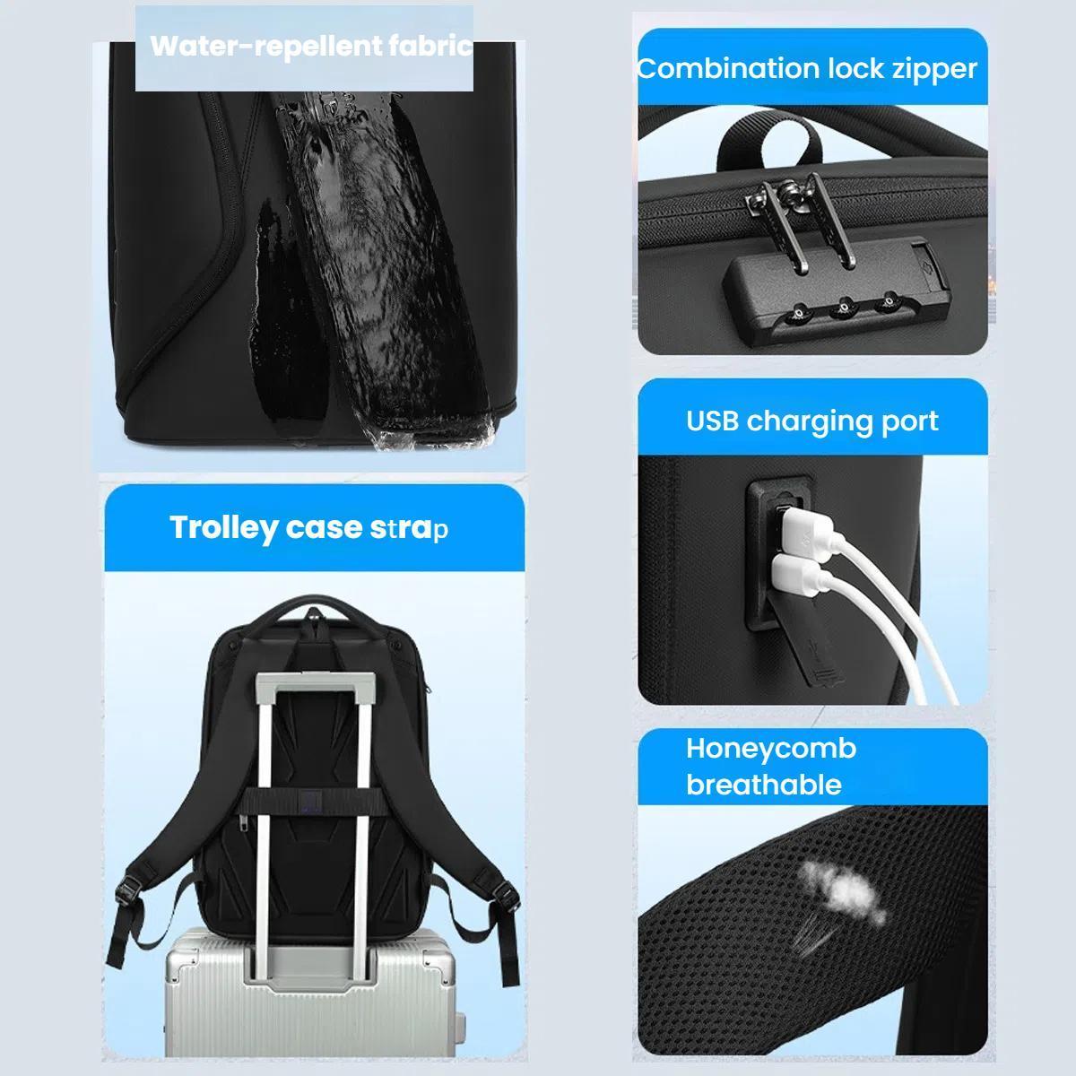 Water Resistant Anti Theft Laptop Backpack With Usb Port - Gray 9