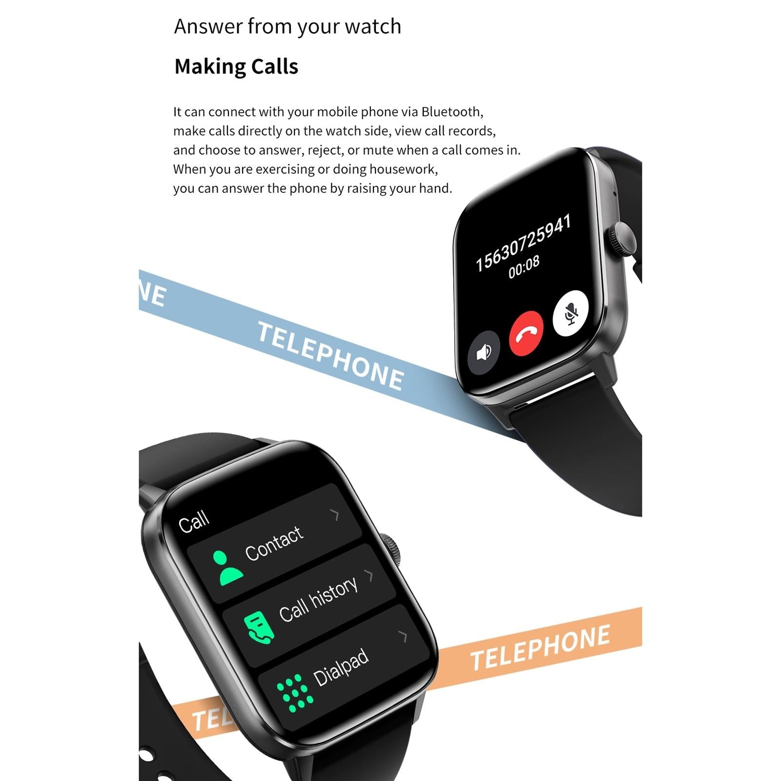 1.91 Inch Bt5.2 Smart Sport Watch Support Sleep / Heart Rate / Blood Oxygen / Temperature / Blood Pressure Health Monitor - Black 7