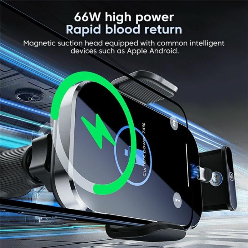 Intelligent Induction Wireless Car Charger - 66w High Power - Silver 4