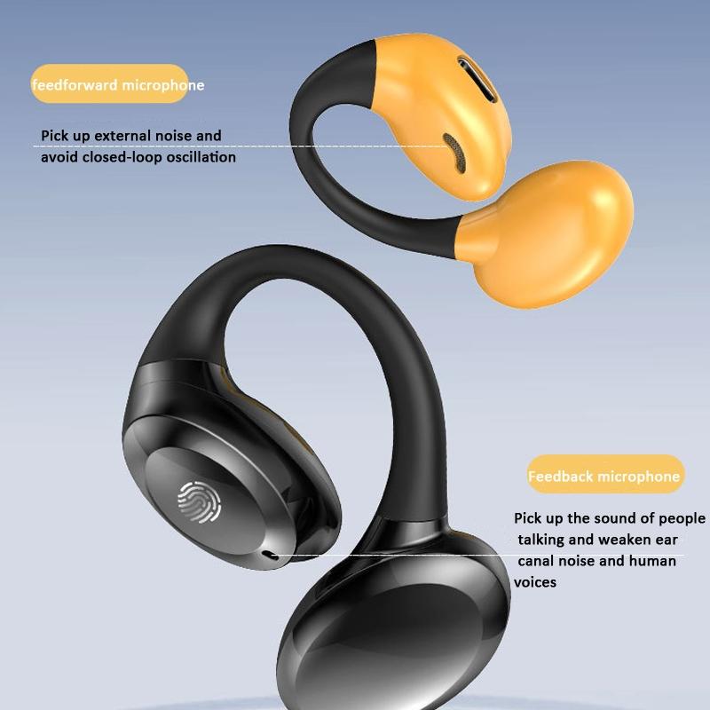 Waterproof Touch Control Wireless Earphones with Ear-hook for Sports - Yellow 5