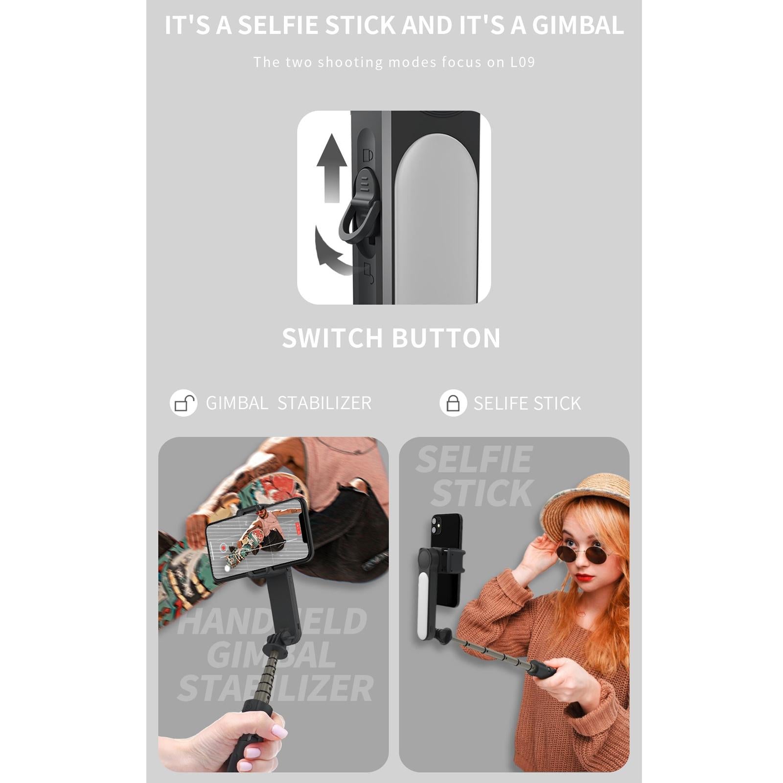 Mini Folding Gimbal Stabilizer with Tripod - White 4
