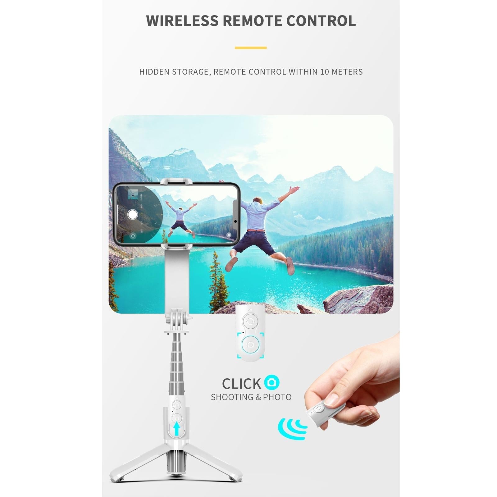 Mini Folding Gimbal Stabilizer with Tripod - White 7