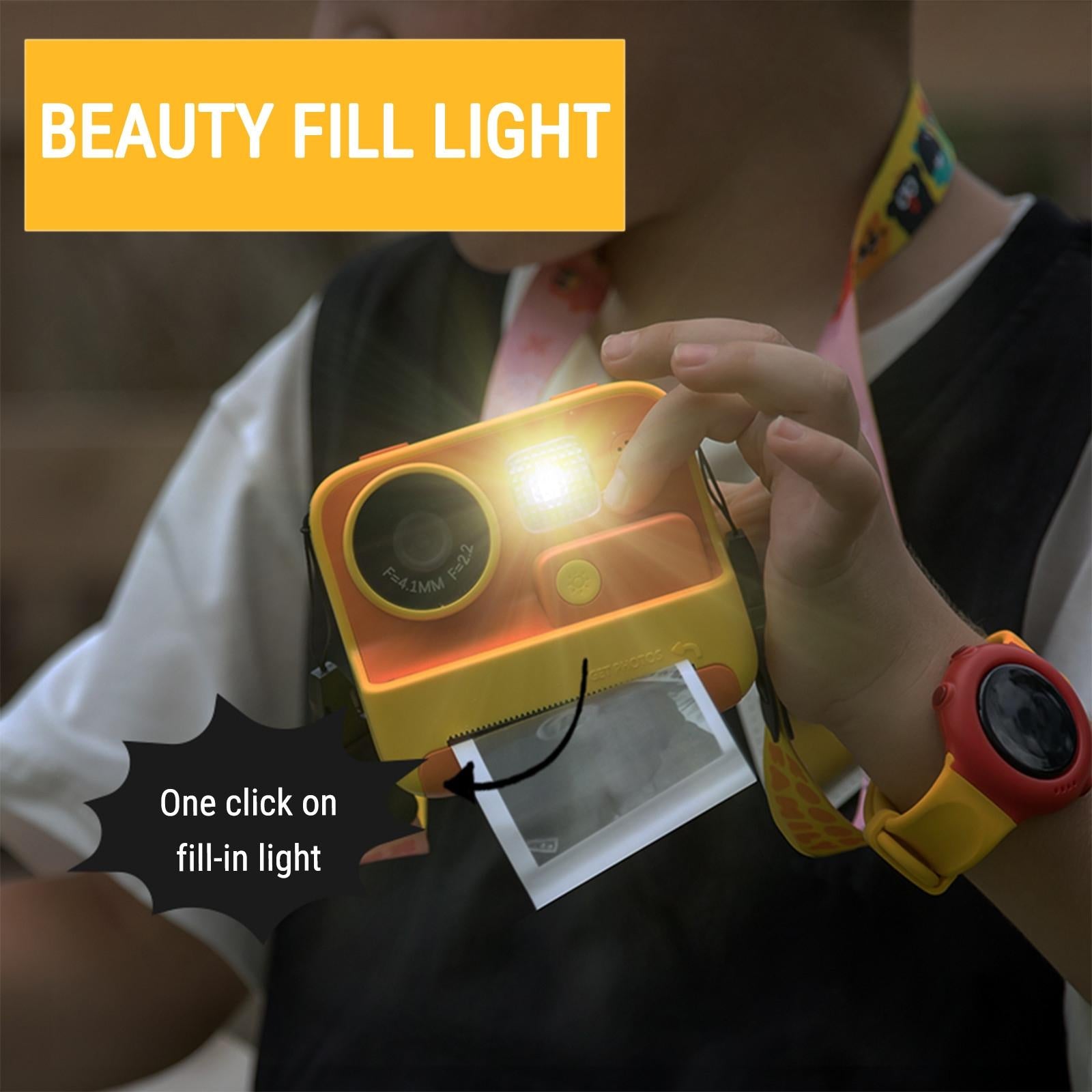 2-inch Dual Lens Instant Print Camera for Children - 4800w Pixel - Without Memory Card Yellow 6