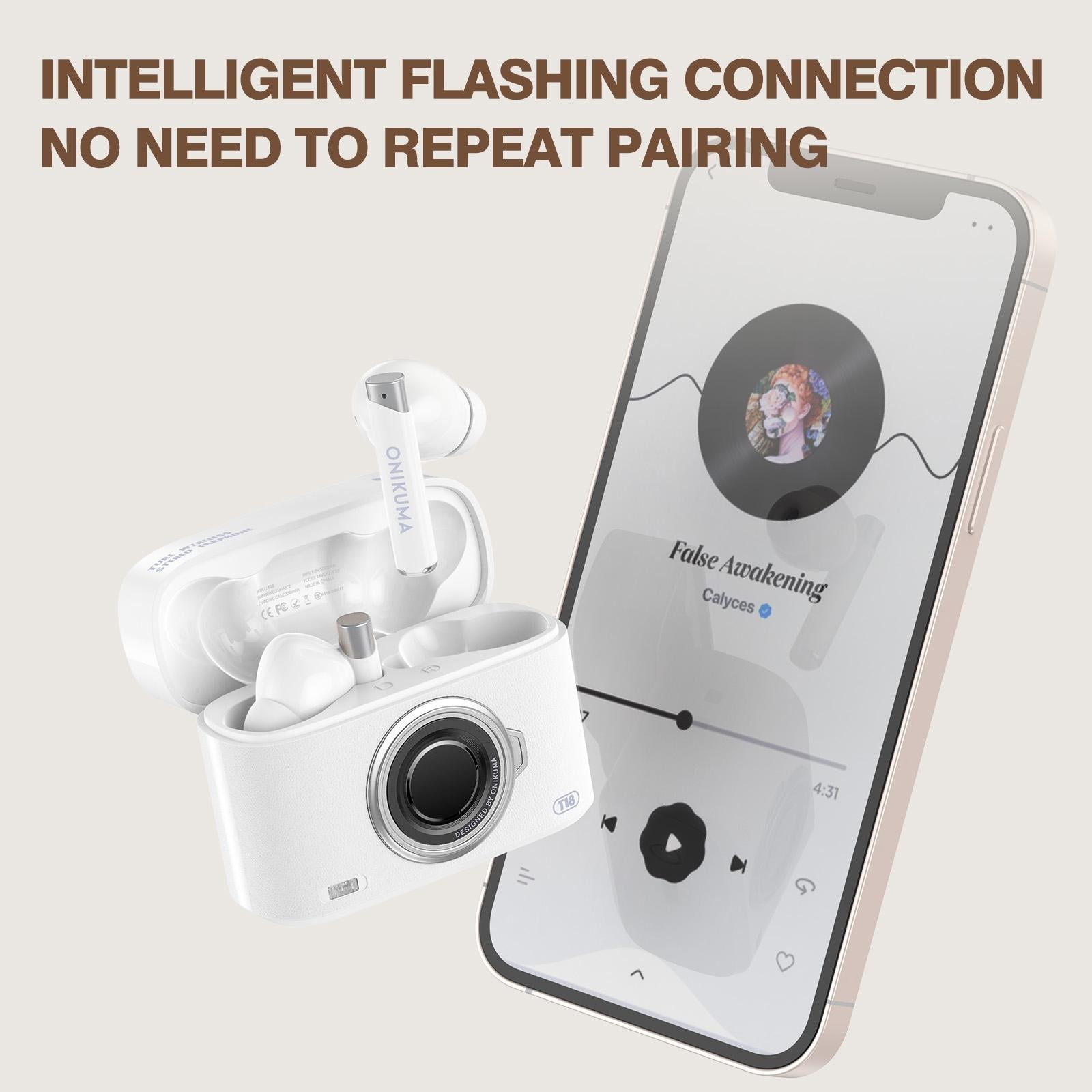 Wireless Bluetooth 5.3 Earbuds - T18 - Beige 5