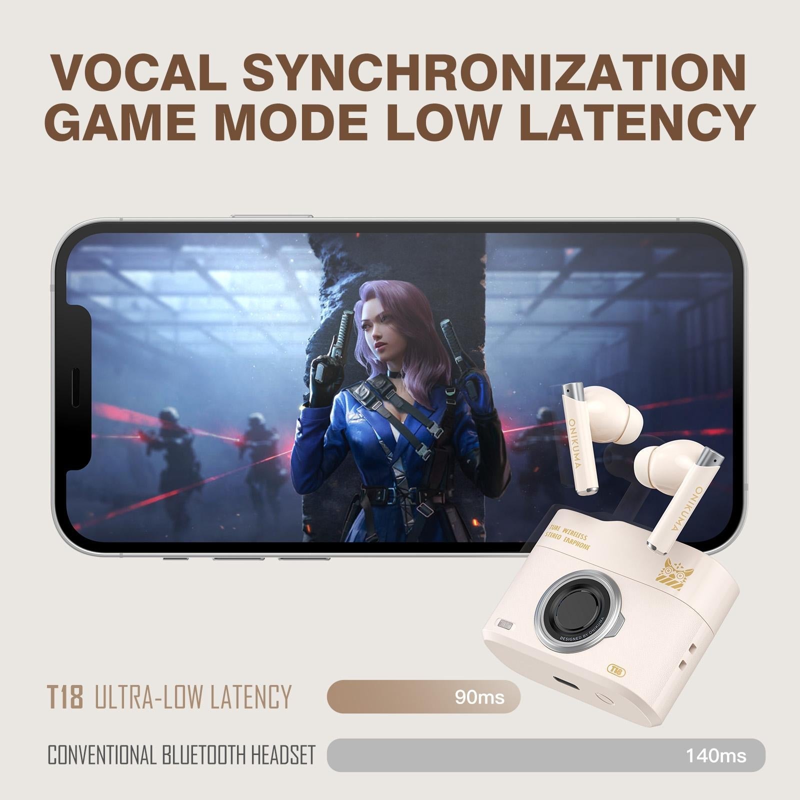 Wireless Bluetooth 5.3 Earbuds - T18 - Beige 13
