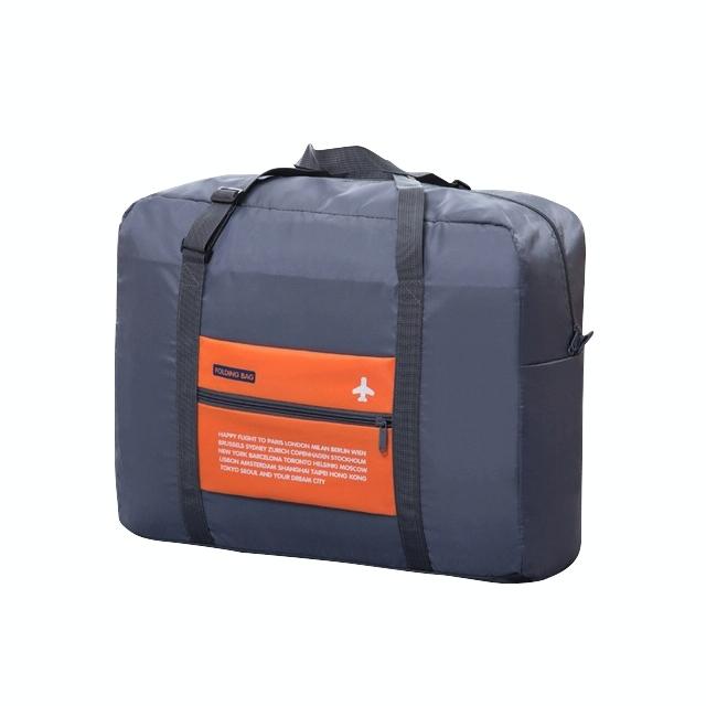 Foldable Nylon Travel Bag for Women and Men - Large Capacity - Orange