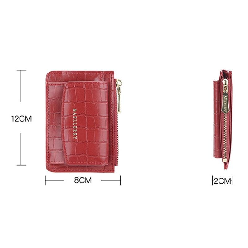 Multifunctional Crocodile Card Holder With Zipper Small Coin Purse - Red 3