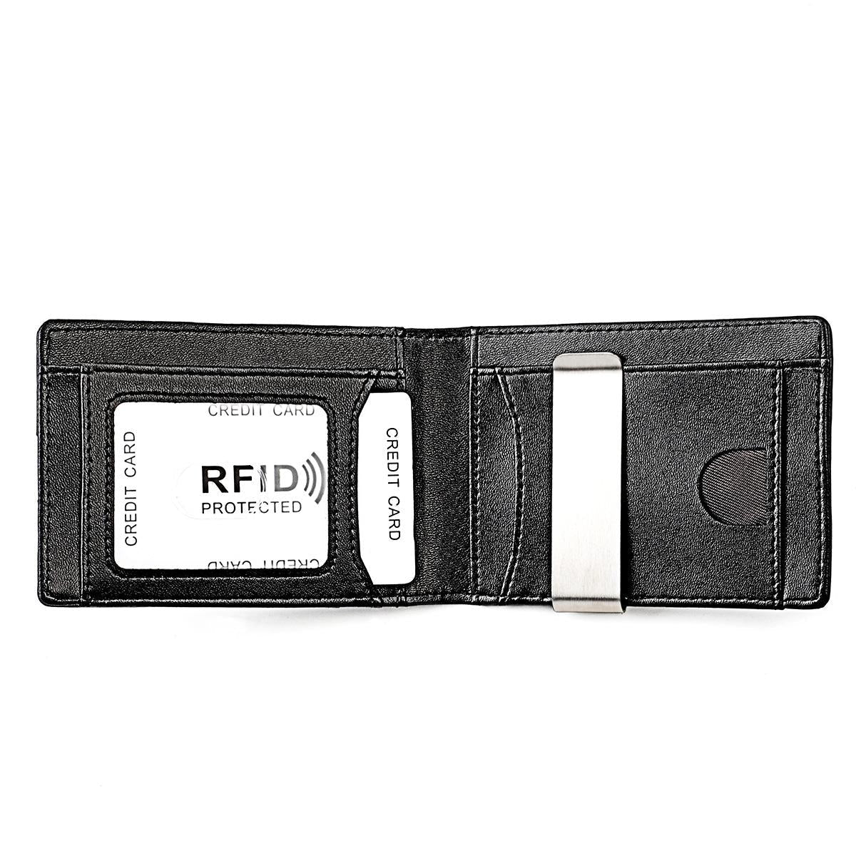 Leather Wallet with Rfid and Tracker Pocket for Men - Black And Black 14