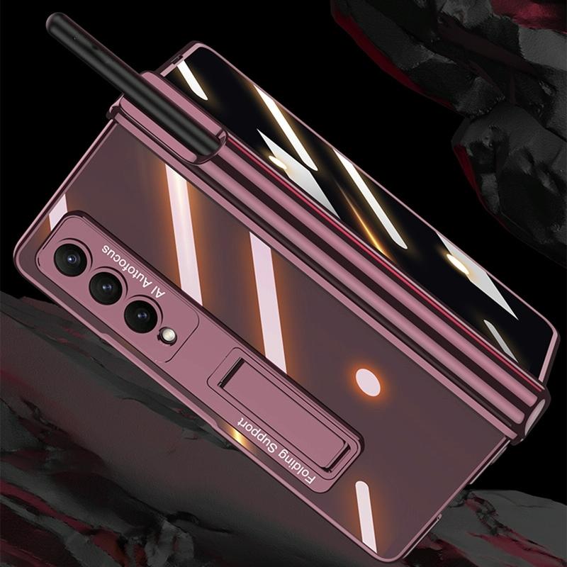 For Samsung Galaxy Z Fold4 5G Magnetic Privacy Case - Foldable - Wine Red 5