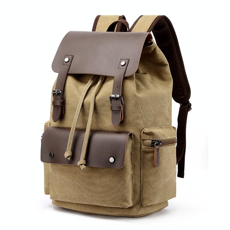 Student Canvas Backpack - Compact and Stylish - Khaki 8