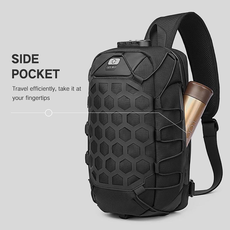 Waterproof Anti Theft Messenger Bag With Usb Port Men Oxford Cloth Shoulder Bag Black 4