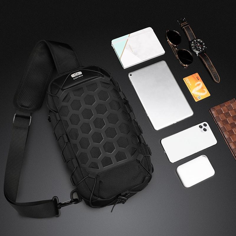 Waterproof Anti Theft Messenger Bag With Usb Port Men Oxford Cloth Shoulder Bag Black 5