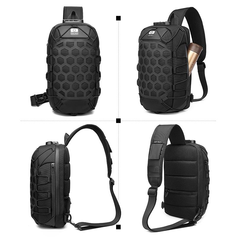 Waterproof Anti Theft Messenger Bag With Usb Port Men Oxford Cloth Shoulder Bag Black 7