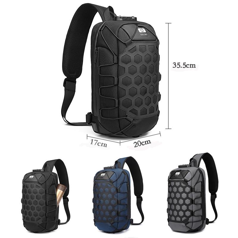 Waterproof Anti Theft Messenger Bag With Usb Port Men Oxford Cloth Shoulder Bag Black 8