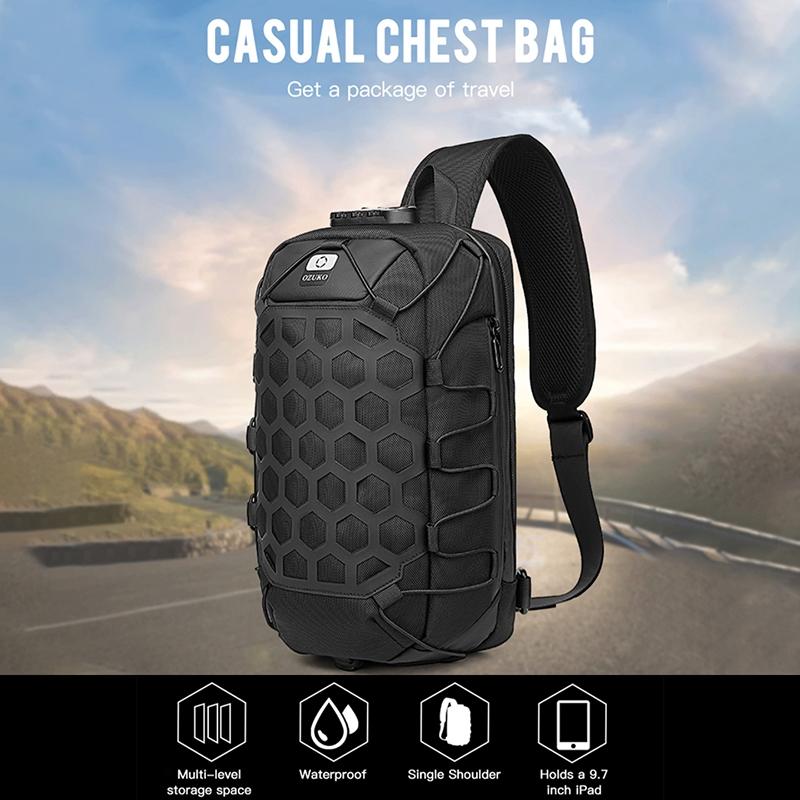 Waterproof Anti Theft Messenger Bag With Usb Port Men Oxford Cloth Shoulder Bag Black 9