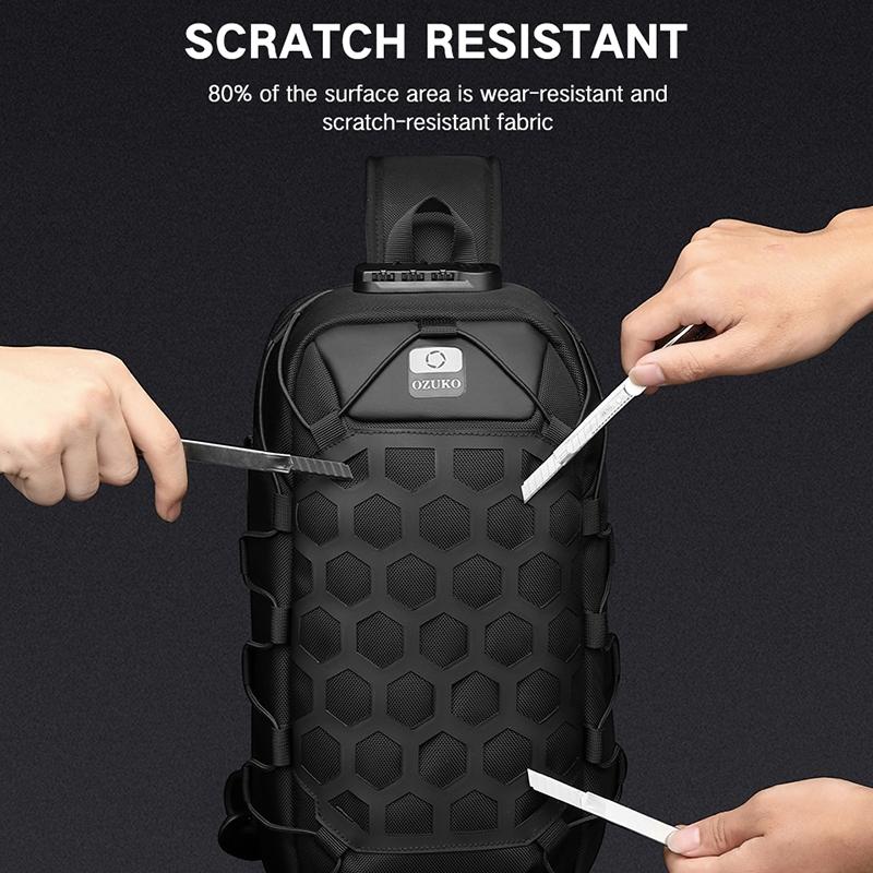 Waterproof Anti Theft Messenger Bag With Usb Port Men Oxford Cloth Shoulder Bag Black 11