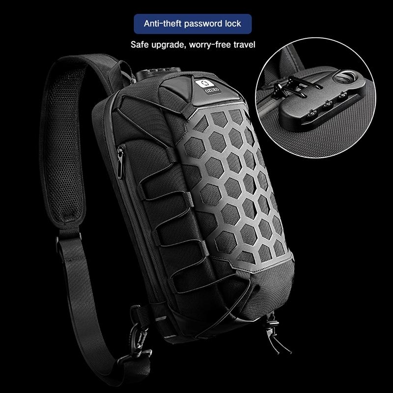 Waterproof Anti Theft Messenger Bag With Usb Port Men Oxford Cloth Shoulder Bag Black 14
