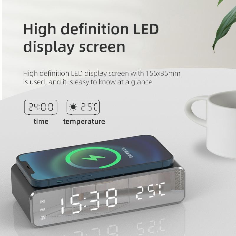 Wireless Charging Desktop Phone With Clock & Temperature Display - Black 5