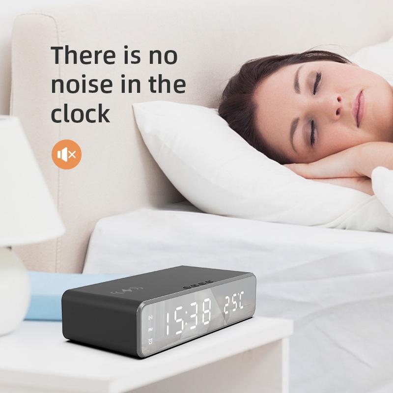 Wireless Charging Desktop Phone With Clock & Temperature Display - Black 7