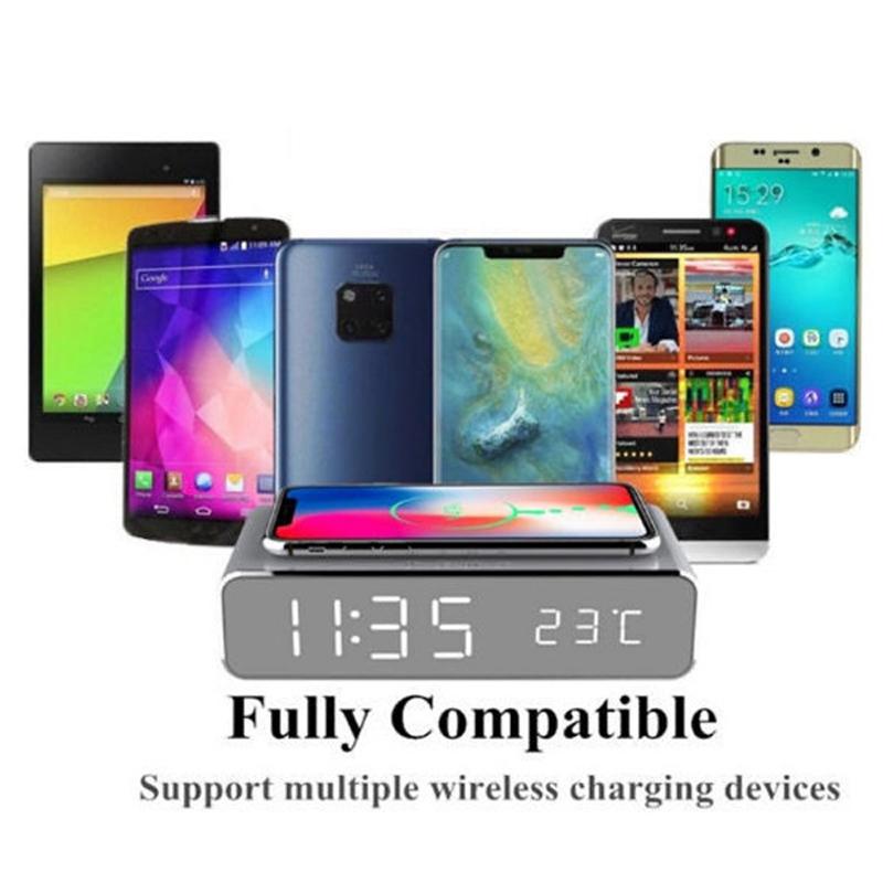 Wireless Charging Desktop Phone With Clock & Temperature Display - Black 9