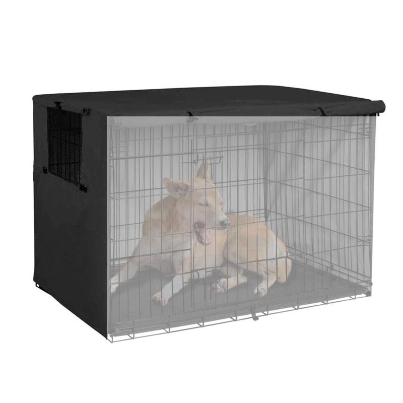 Outdoor Pet Cage Cover - Oxford Cloth Dustproof Rainproof Sunscreen - 63.5x48x50cm - Black 9