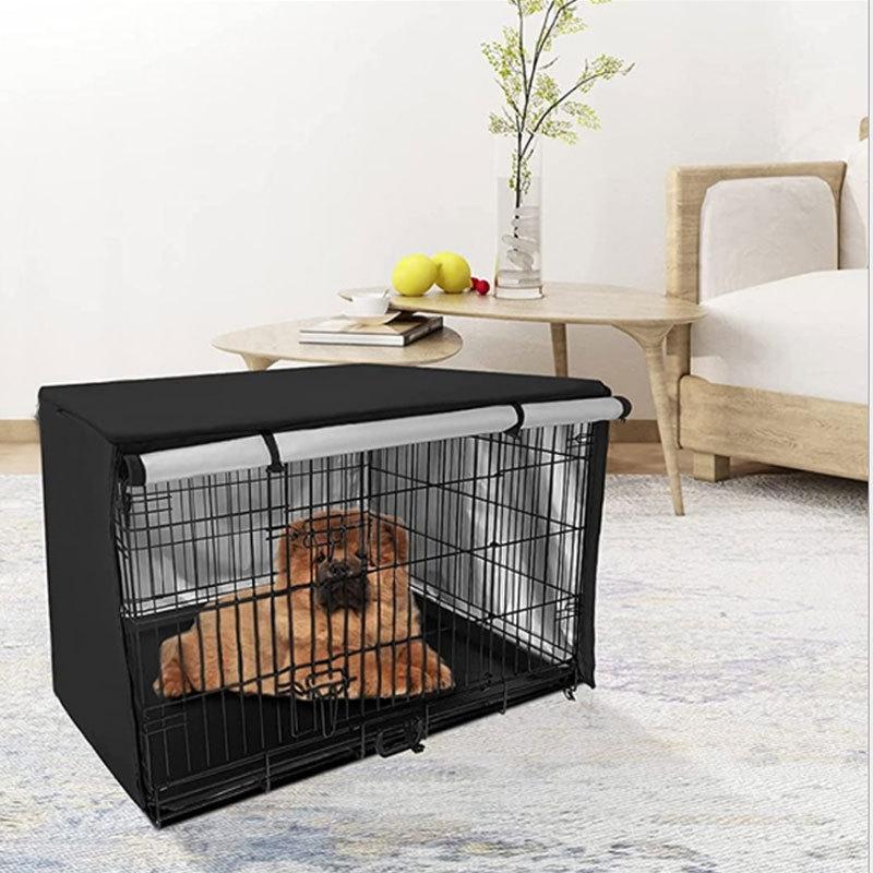 Outdoor Pet Cage Cover - Oxford Cloth Dustproof Rainproof Sunscreen - 63.5x48x50cm - Black 15