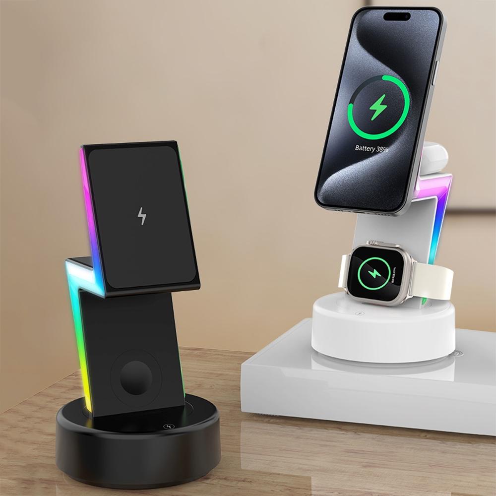 3 In 1 Rgb Light Magnetic Phone Holder With Wireless Charging - Black 11