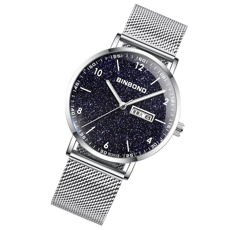 Starry Sky Pattern Quartz Watch for Men - Simple & Luminous - Black Mash Rose Shell Rose Gold Nails 12