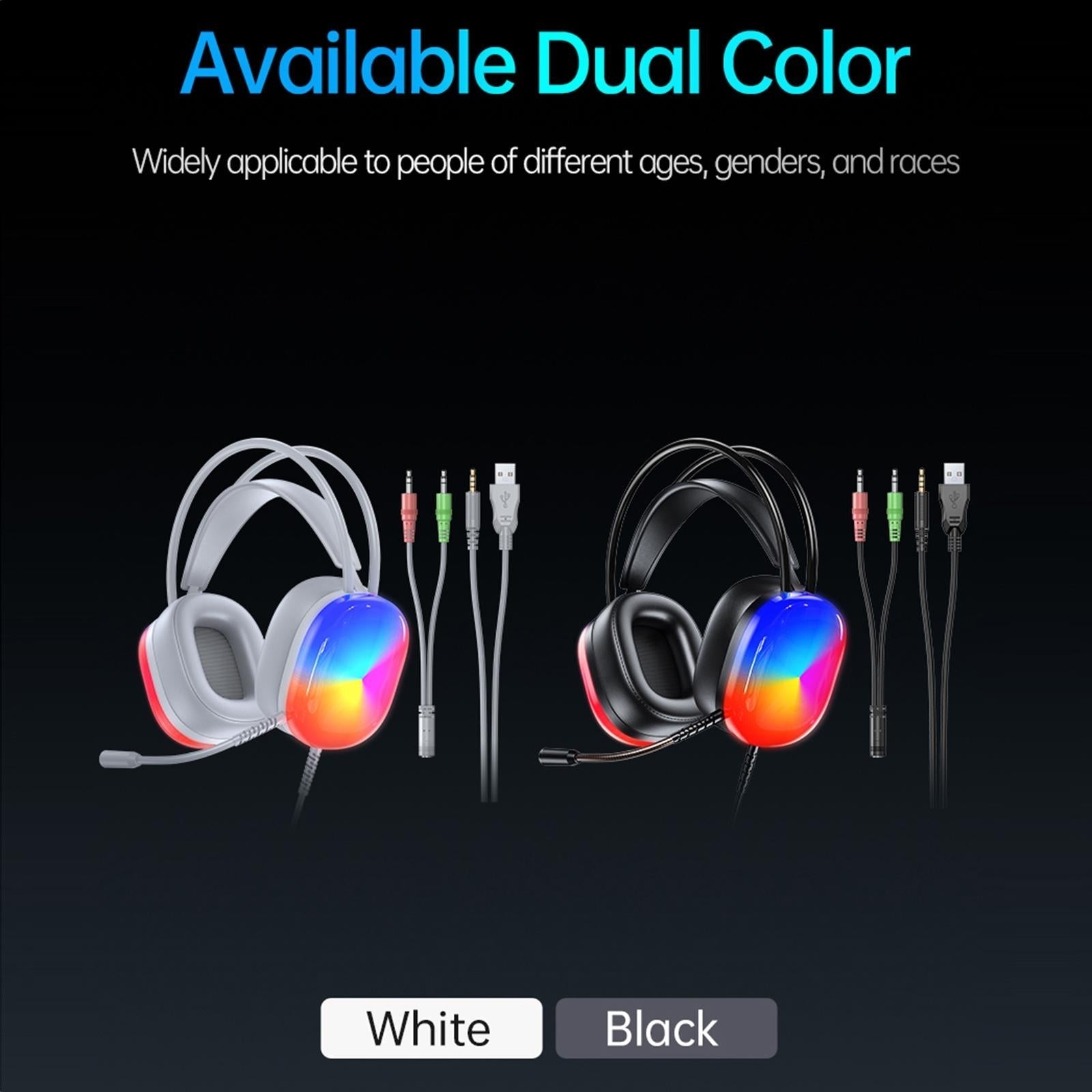 2M Luminous Wired Headphones Awei Gm-11 - White 9