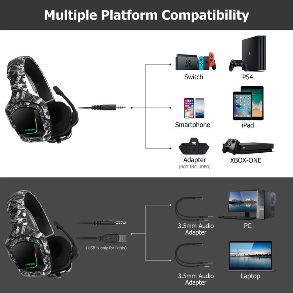 Surround Sound Pc Gaming Headset With Mic & Rgb - Red Gray 10