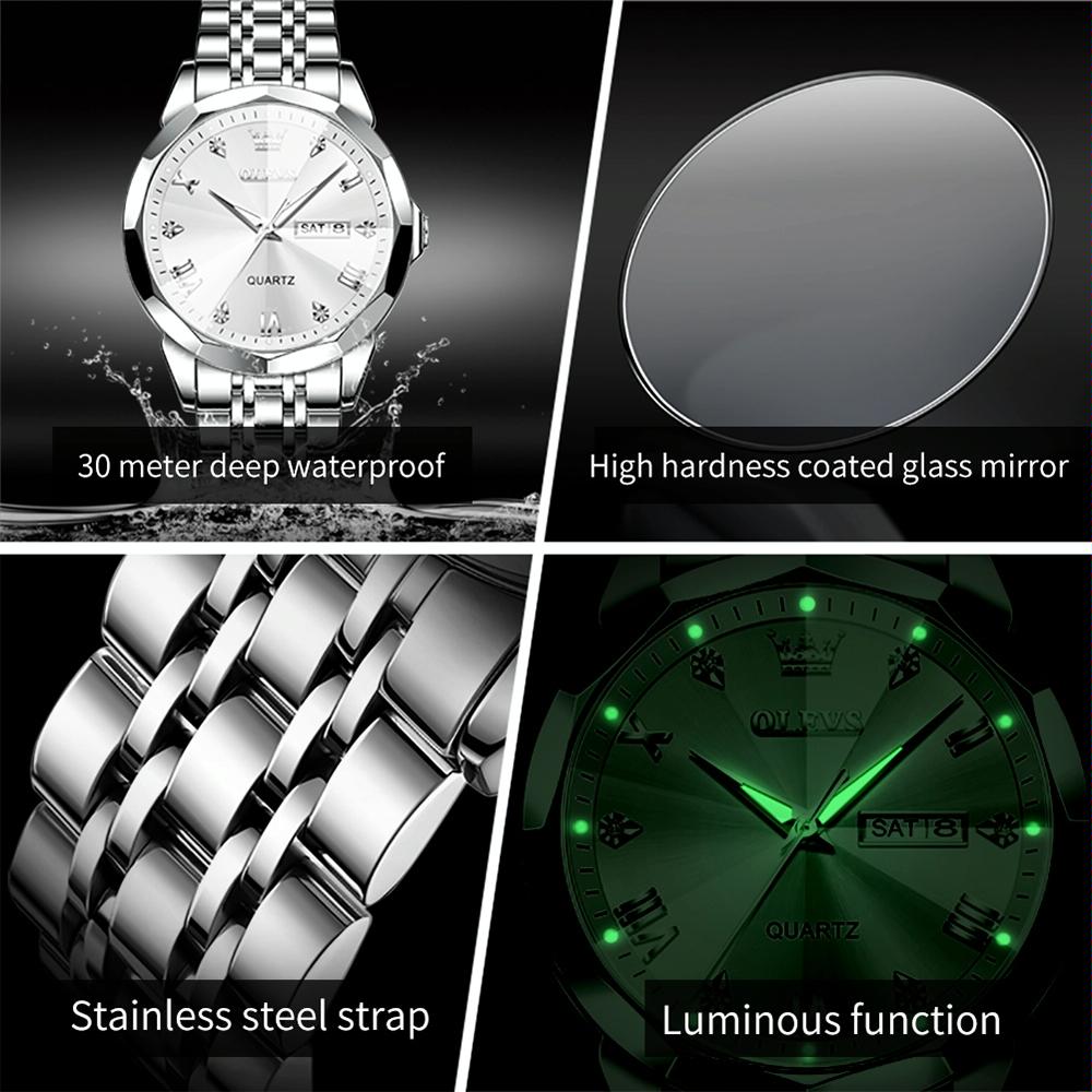 Waterproof Quartz Watch for Men with Luminous Dial - Blue 15