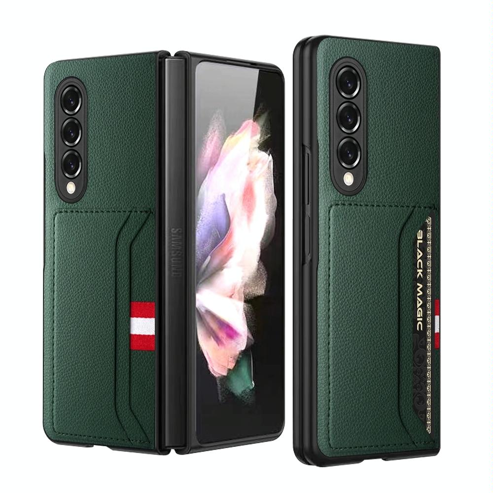 For Samsung Galaxy Z Fold4 5G Litchi Texture Microfiber Case - Grey 13