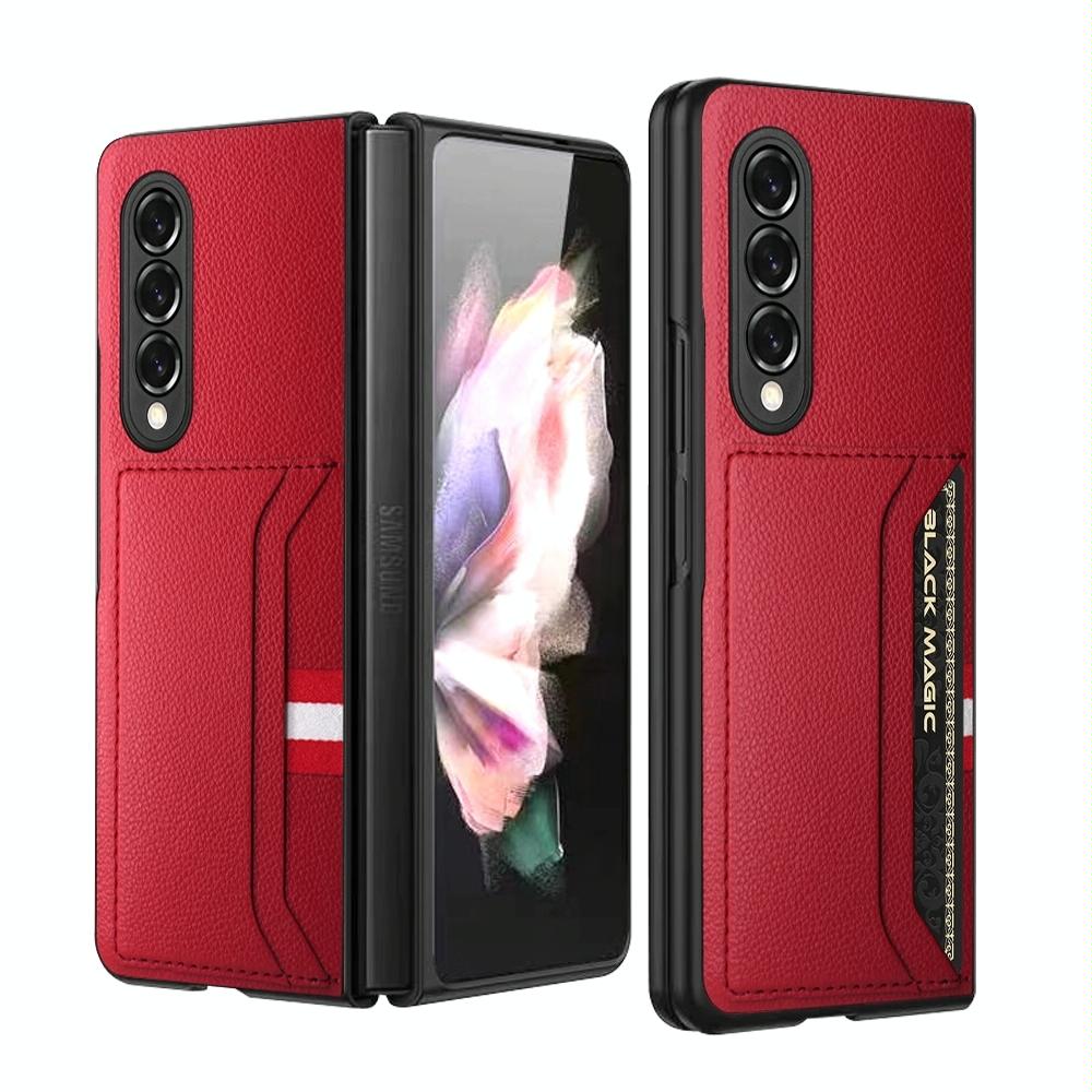 For Samsung Galaxy Z Fold4 5G Litchi Texture Microfiber Case - Grey 14