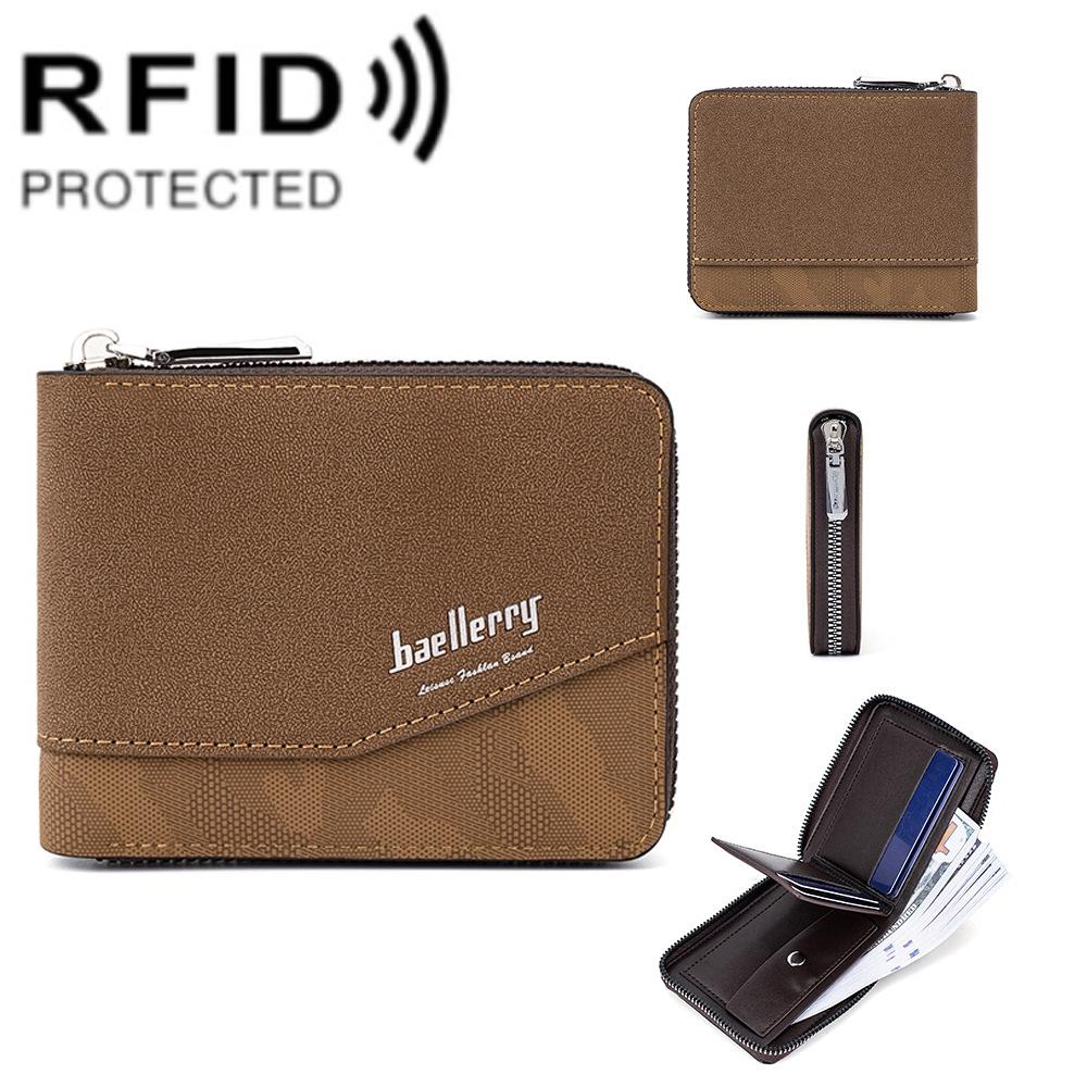 Retro Rfid Blocking Zip Wallet with Short Coin Pocket - Coffee 3