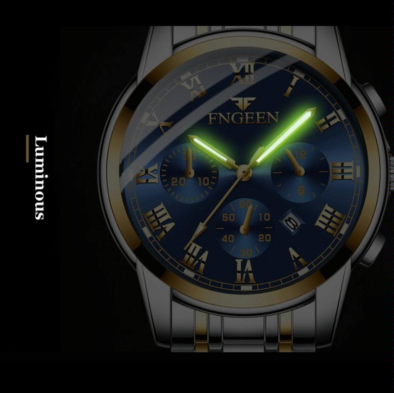 Stylish Women Quartz Watch with Luminous Display and Date - Gold Black Surface 5