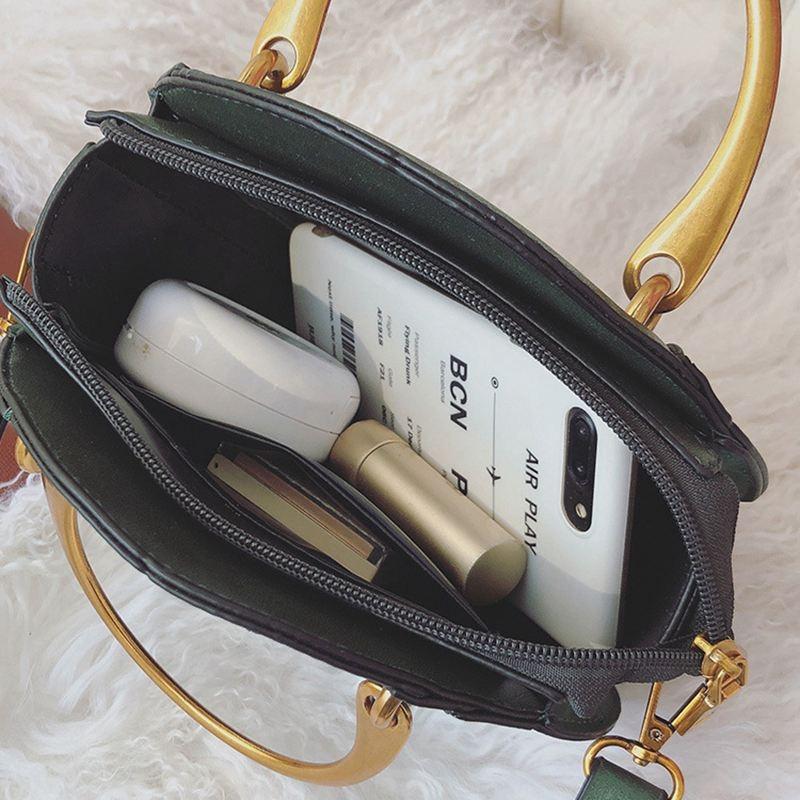 Retro Leather Mini Shoulder Bag for Women - Green 12