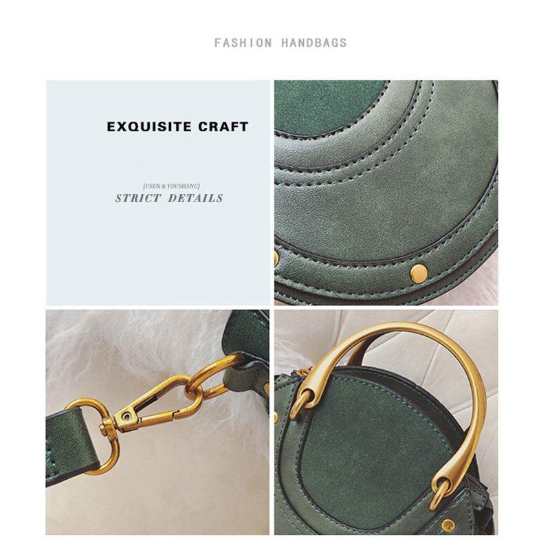 Retro Leather Mini Shoulder Bag for Women - Green 13